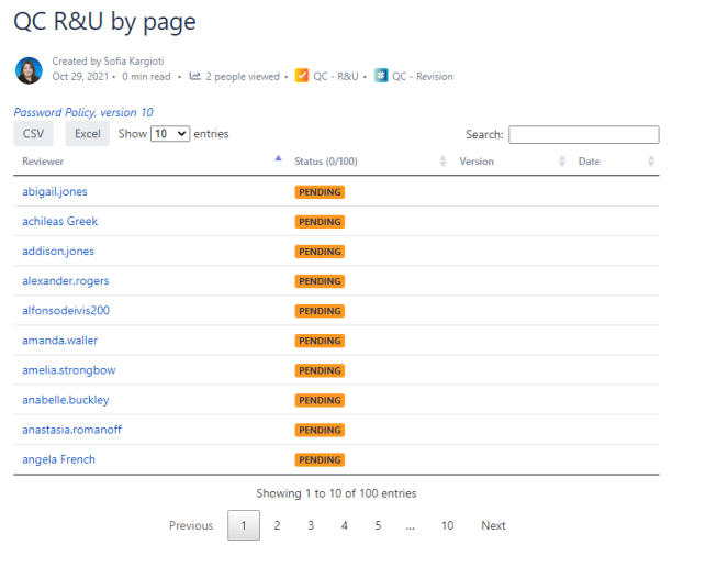 qc r&u by page macro