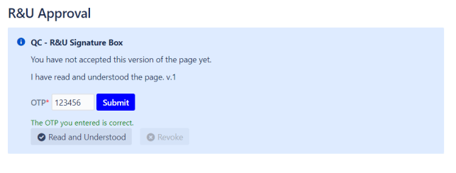 approving pages with otp
